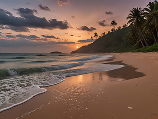 Poster - Strand im Sonnenuntergang