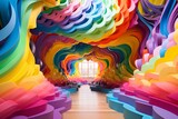 Fototapeta  - Polyfrenzy: Vibrant Rainbow Art Installations & Interactive Masterpieces