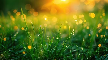 Canvas Print - Morning dew on grass