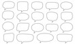 Set of hand drawn line speech bubbles in rectangular shape. Speech balloon, chat bubble art line speech bubbles for apps and websites.