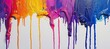 Plant petal colors drip on white canvas in violet hues banner