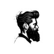 Elegant Profile Sketch of Bearded Man. Vector illustration design.