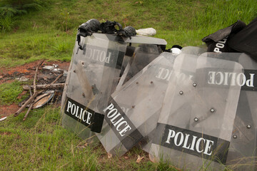 Old equipment set of riot police