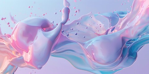 Wall Mural - Fluidic abstract shapes in three dimensional pastel tones