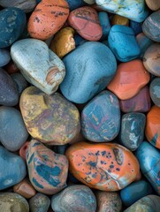 Beach Stones: Vertical Macro Shot of Smooth Colorful Rocks on Lake Superior Shore
