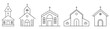 Set of church building line icons. Vector illustration isolated on white background