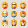 © cjsolanop - Nine avatars representing diverse professions in construction and engineering with safety helmets. Generative Al