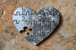 A minimalist puzzle piece forming a complete heart shape.