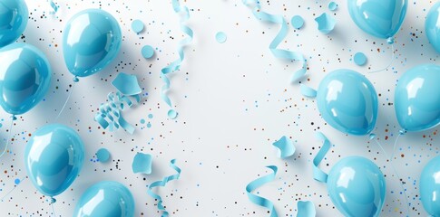 Wall Mural - KSAbstract light blue balloons and confetti on a pastel 