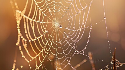 Poster - A dew-kissed cobweb adorned with sparkling water droplets, a testament to intricate beauty