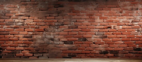 Poster - Wooden table against brick wall