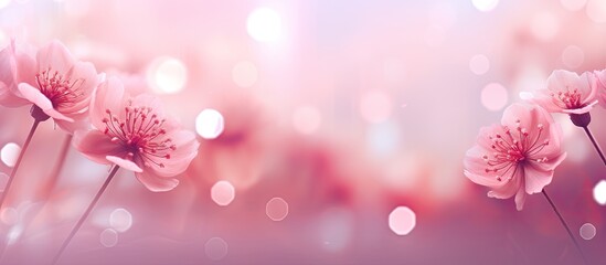 Poster - Pink flowers against a pink backdrop with soft lights