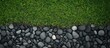 Green grass and stone border close up
