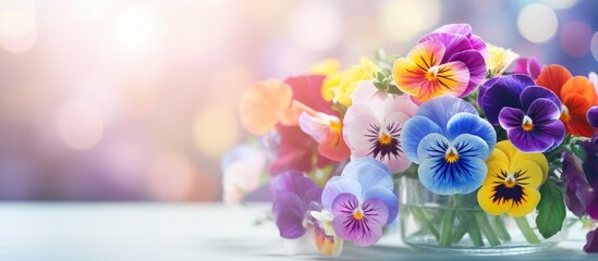 Sticker - Colorful flowers in glass vase on table