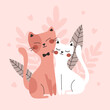 Cats in love card. Vector