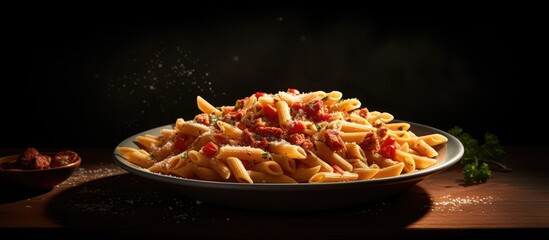 Wall Mural - Delicious pasta with rich sauce and parmesan