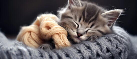 Sticker - A peaceful cat naps on a soft blanket beside a plush toy