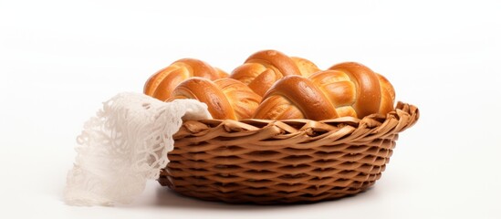 Sticker - A basket of bakery covered in white cloth