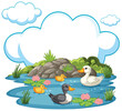 Vector illustration of ducks in a serene pond