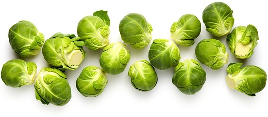 Poster - Close up of Brussels sprouts on a white surface