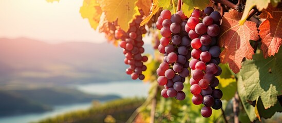 Poster - Grapes hanging vine closeup