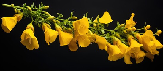 Canvas Print - Yellow blossoms against dark backdrop