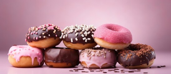 Wall Mural - Stack of assorted donuts in abundance