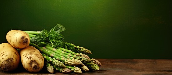 Canvas Print - Asparagus and parsley on rustic table