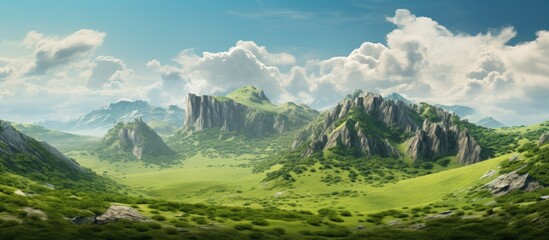 Wall Mural - Mountain range and valley