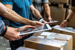 © Degimages - Creative people, tablet and boxes in logistics, teamwork or small business together at boutique, store or warehouse.