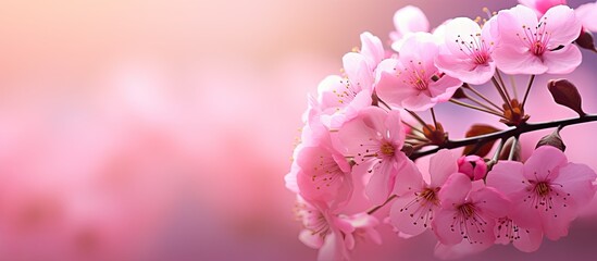 Canvas Print - Pink flower perched on a tree limb