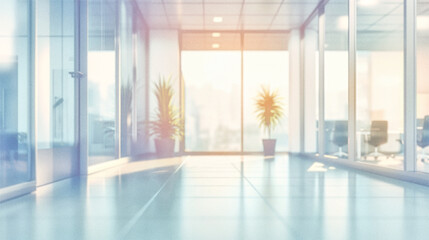 Wall Mural - modern office interior with a blurred background of a bright, spacious and modern open space