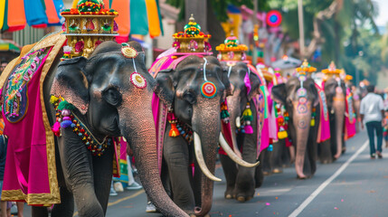 Indian elephant in beautiful clothes and decorations 