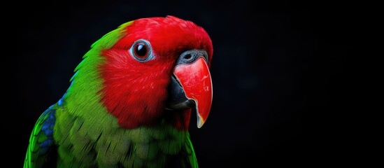 Canvas Print - Close-up of vibrant parrot with red beak and green plumage