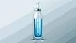 Closed glass ampoule with a blue vaccine on a white background