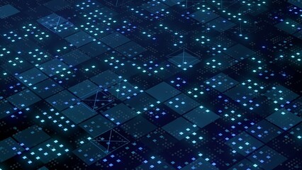 Aufkleber - data technology network connections concept, digital online finance abstract background, dark blue grid style