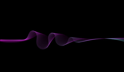 Wall Mural - Abstract pink and purple wavy lines flowing on black background