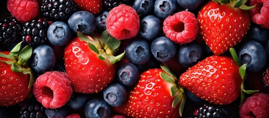 Wall Mural - A pile of assorted berries and raspberries