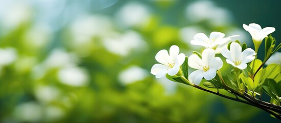 Wall Mural - White blossoms on tree branch