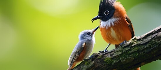 Two birds perched on branch