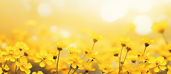 Wall Mural - Yellow flowers under sunlight