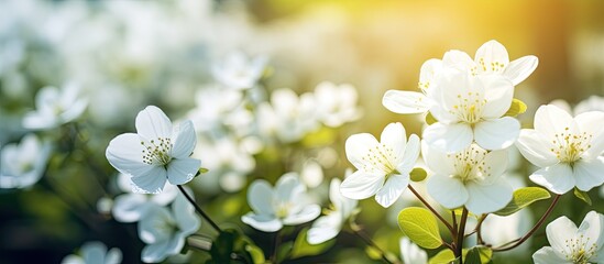 Poster - White blossoms under sunny skies