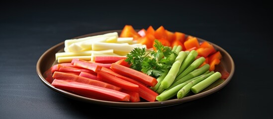 Wall Mural - Plate of assorted vegetables on a table