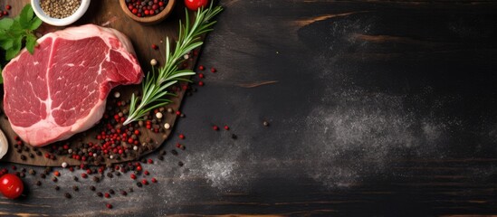 Wall Mural - Raw meat and spices on cutting board