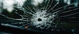 Fototapeta  - Bullet hole in windshield