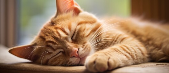 Wall Mural - A feline napping on the windowsill