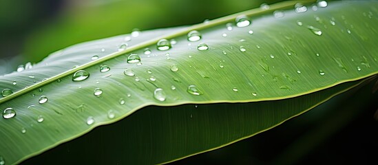 Canvas Print - Close-up of dewy green leaf