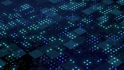 Aufkleber - data technology network connections concept, digital online finance abstract background, dark blue grid style