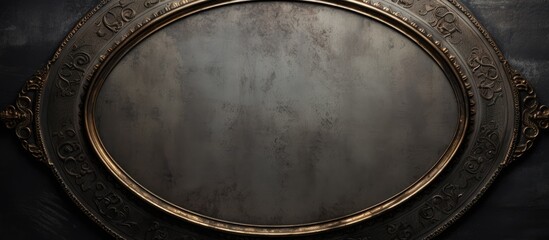 Sticker - Round mirror gold frame black wall