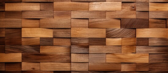 Poster - Close-up of Wooden Wall Square Pattern